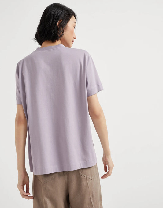Cotton jersey T-shirt with shiny pocket detail