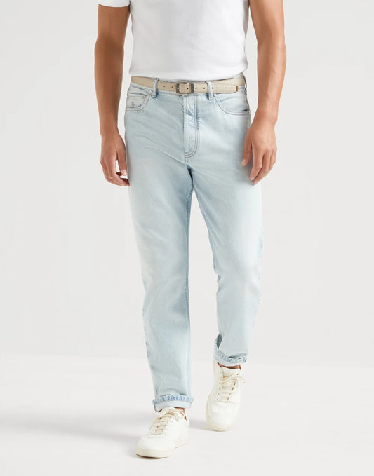 Denim iconic fit five-pocket trousers