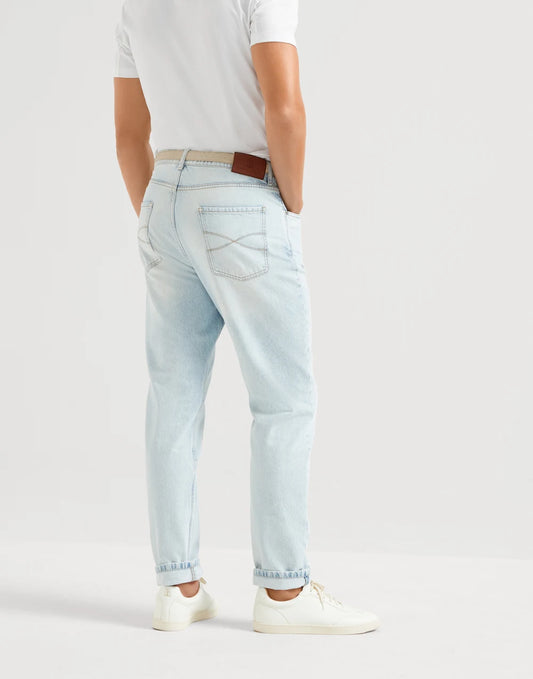 Denim iconic fit five-pocket trousers