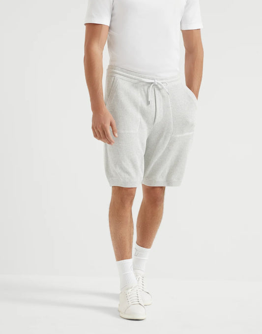 Cotton English rib knit Bermuda shorts