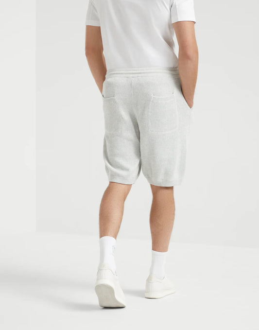Cotton English rib knit Bermuda shorts