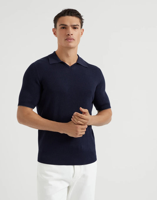 Cotton English rib knit polo