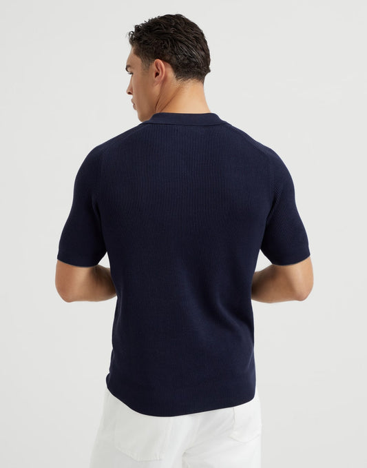 Cotton English rib knit polo