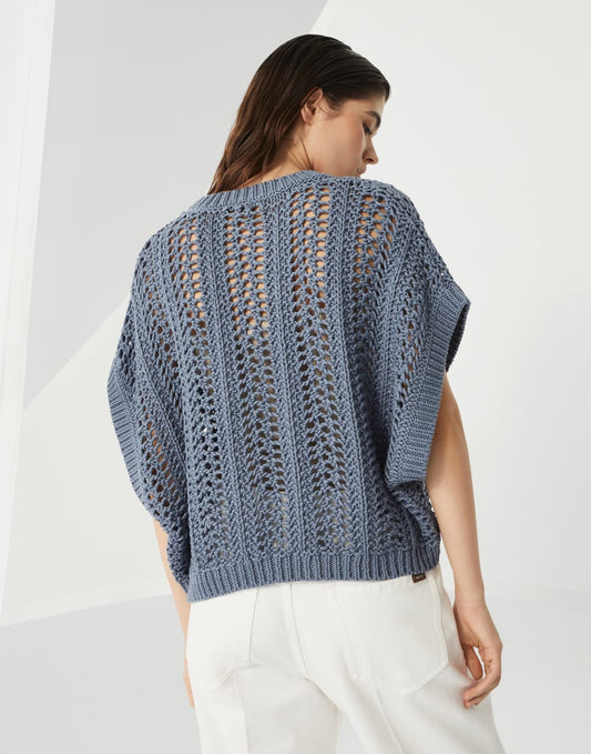 Cotton ribbed net sweater