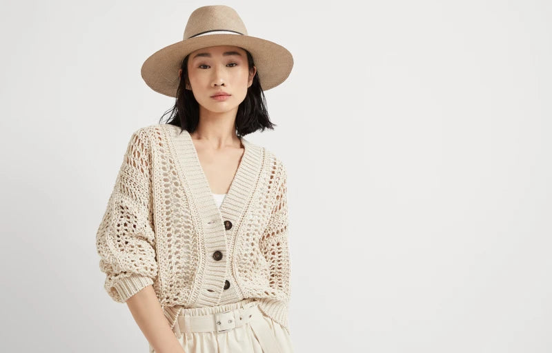 Cotton ribbed net cardigan
