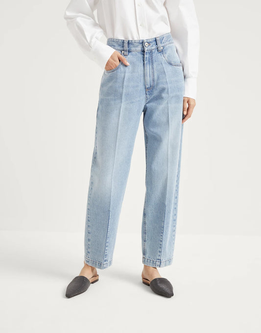 Authentic denim loose trousers