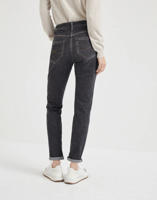 Stretch denim slim trousers