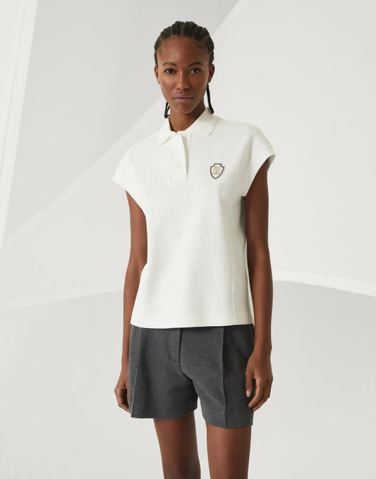 Techno cotton piqué polo shirt with logo