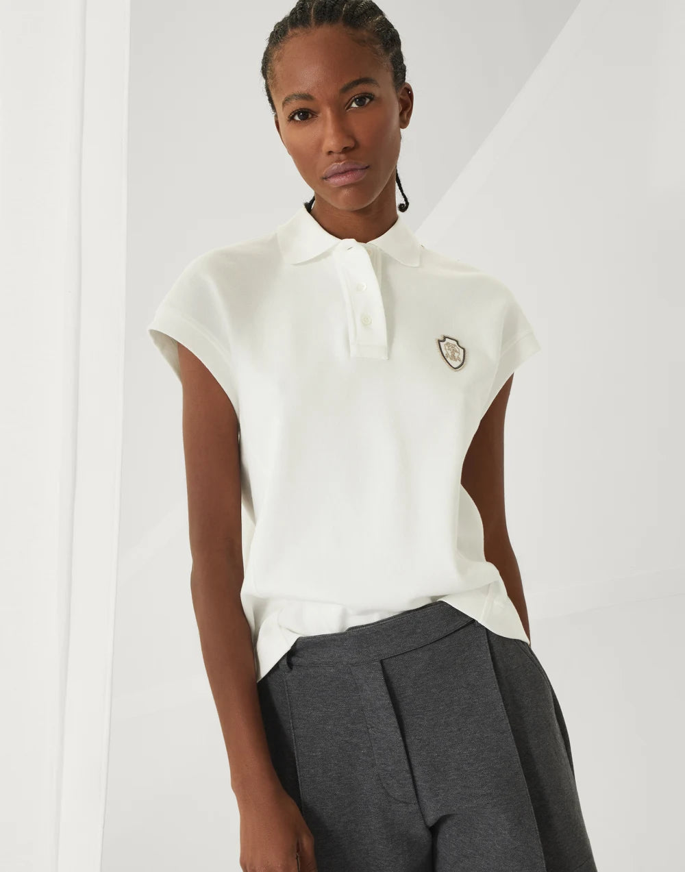 Techno cotton piqué polo shirt with logo