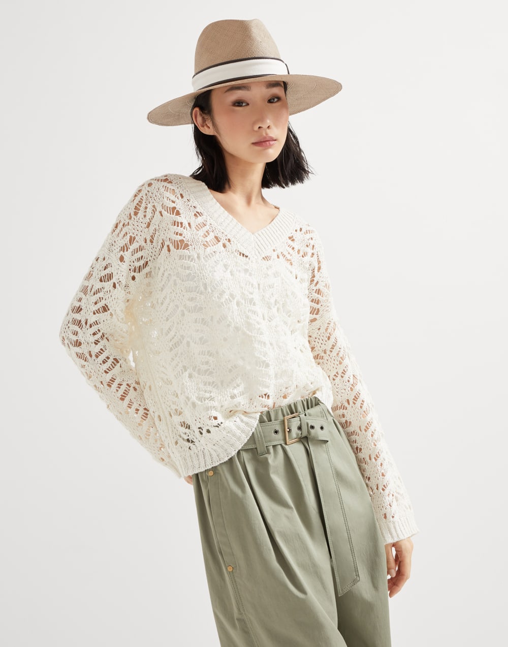 Foliage lace sweater in linen and silk Diamond yarn