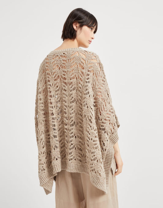 Foliage lace knit poncho in linen and silk Diamond yarn