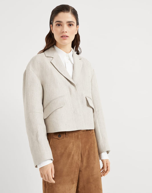Linen cover outerwear blazer with monili