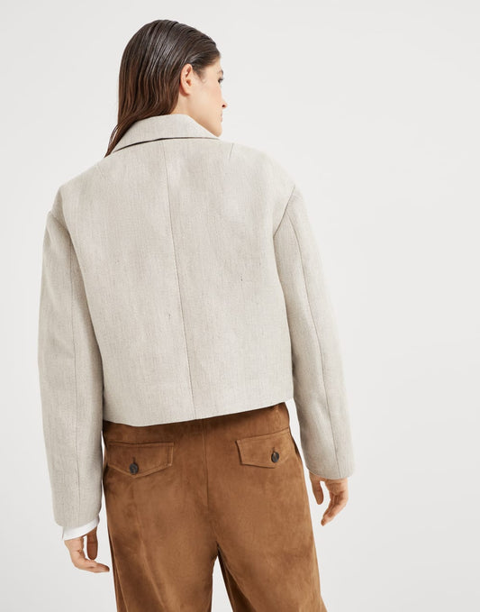 Linen cover outerwear blazer with monili