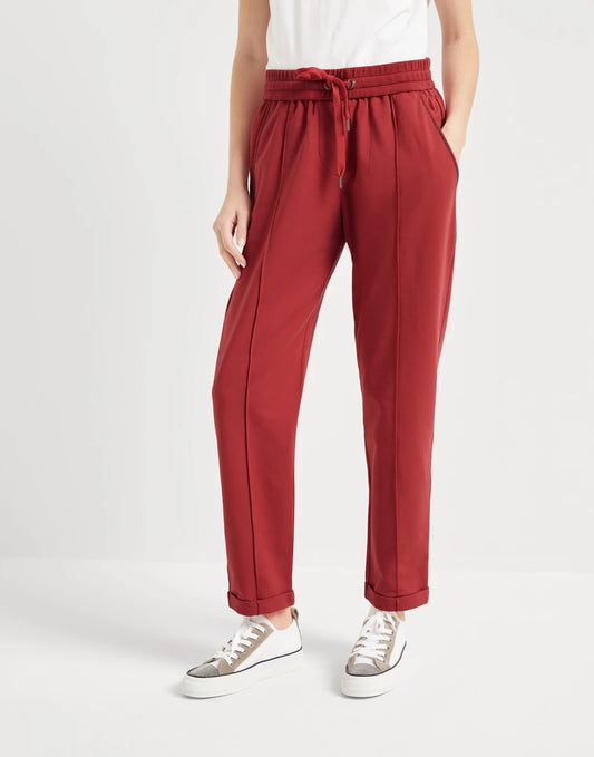 Stretch cotton lightweight French terry track trousers with monili