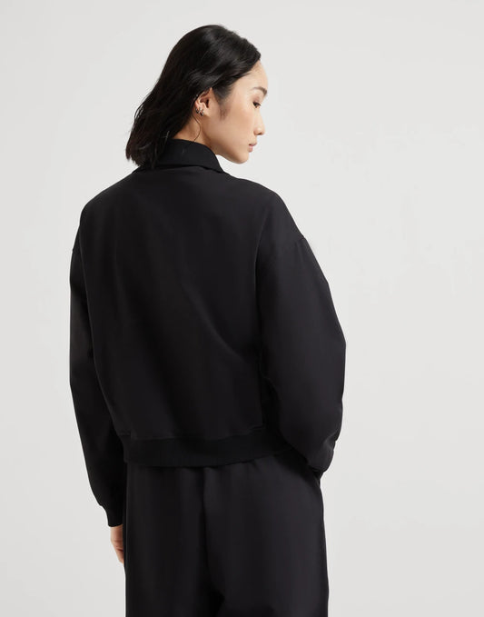 Couture interlock sweatshirt with zipper, piping and monili