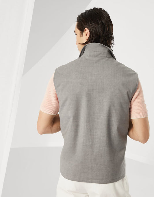 Bonded virgin wool fresco vest with Thermore® padding and shirt-style collar