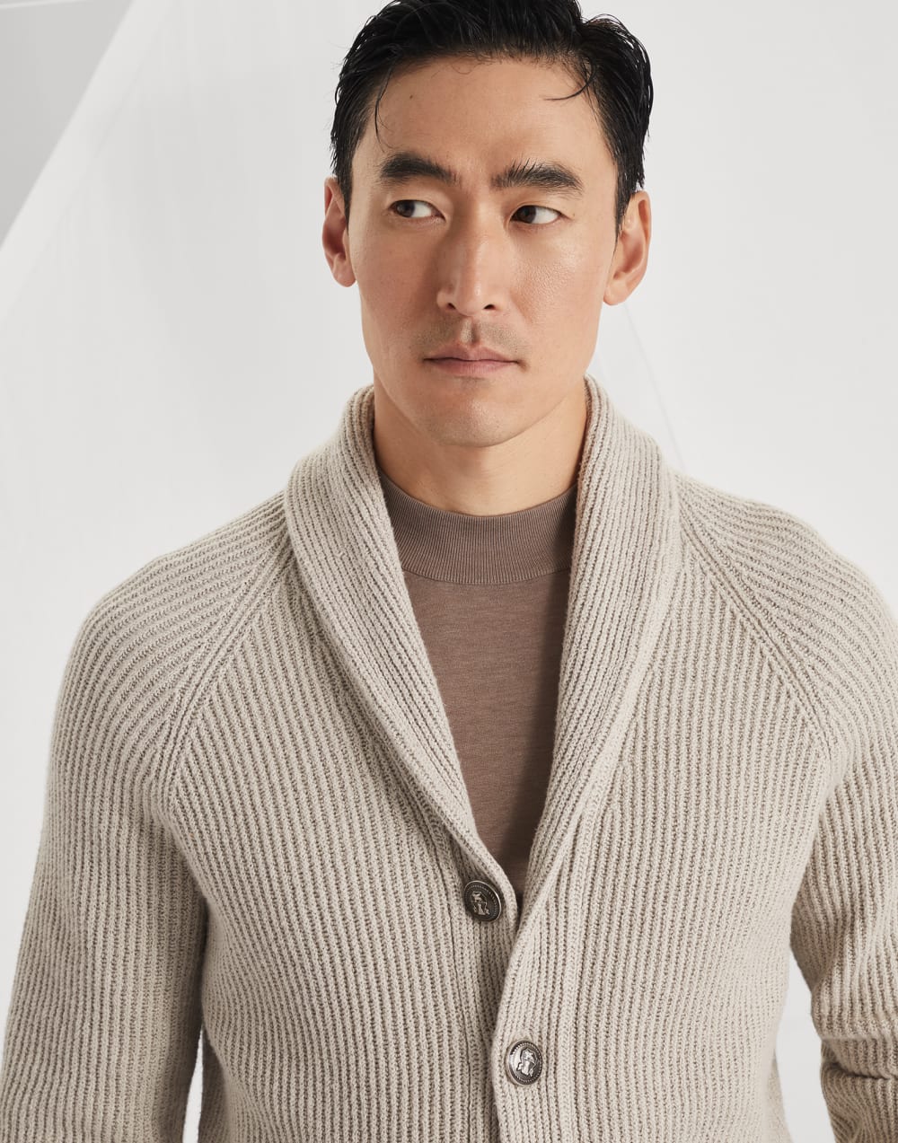 Malfilé cotton English rib cardigan with raglan sleeves