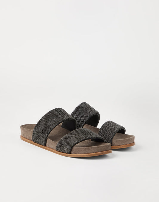 Suede slides with precious straps