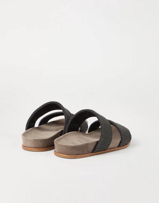 Suede slides with precious straps