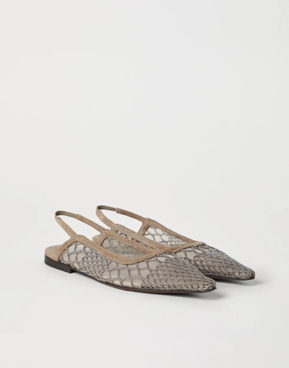 Precious net embroidery slingback flats