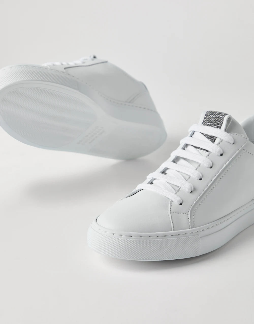 Matte calfskin sneakers with precious detail