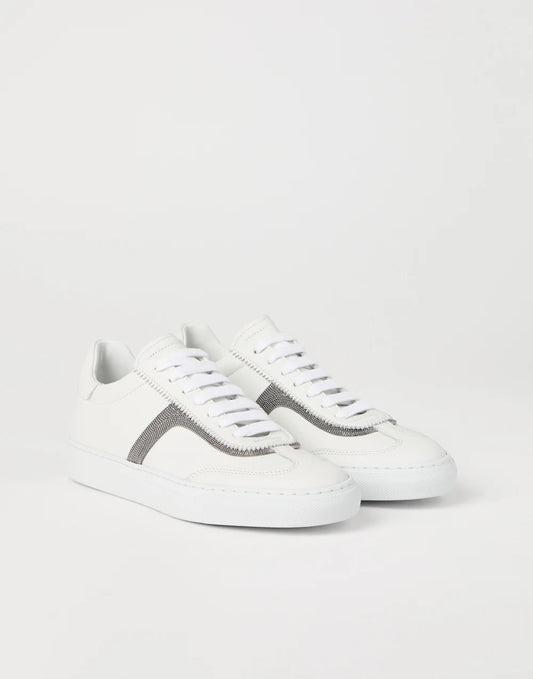 Calfskin sneakers with precious detail