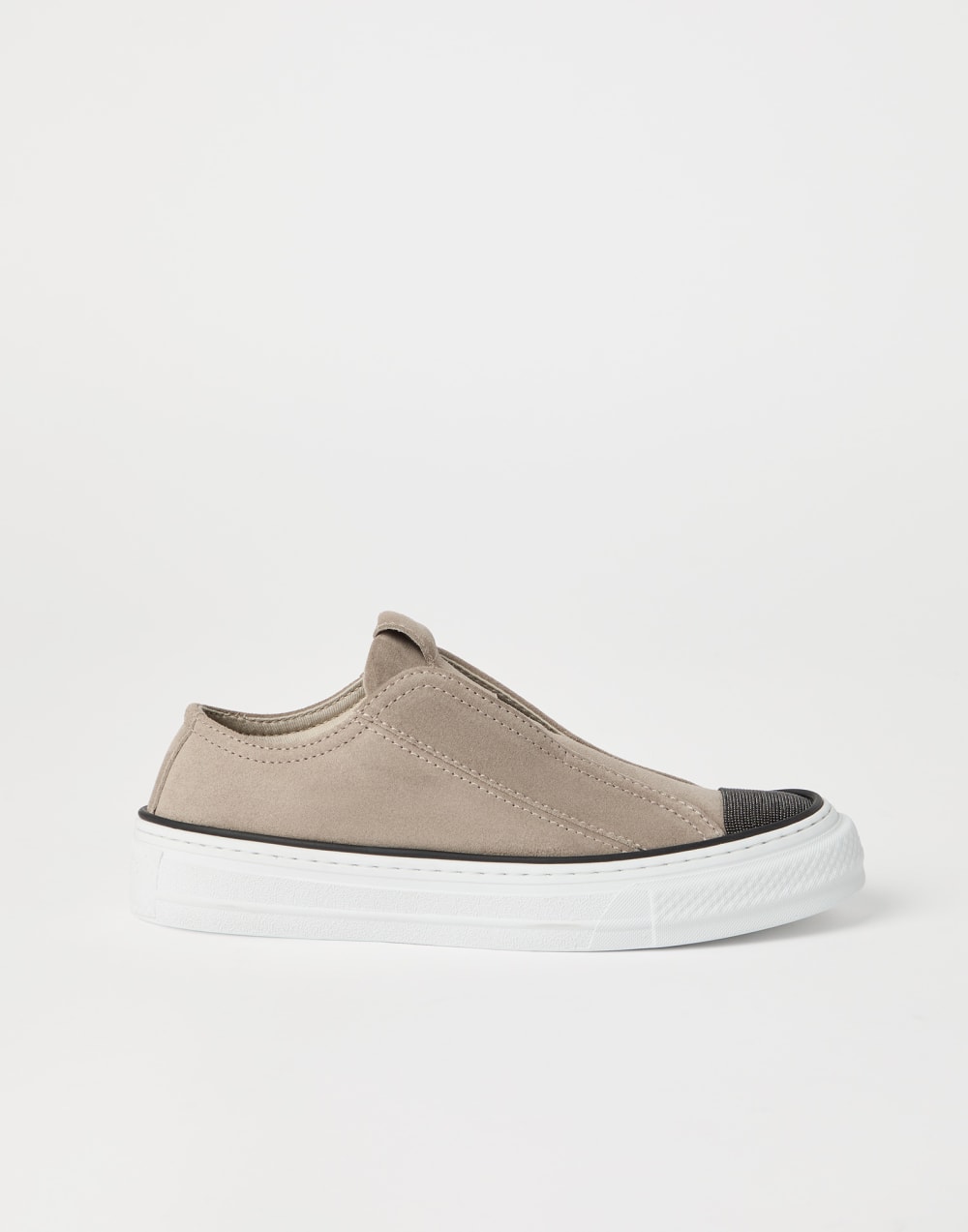 Suede slip-on sneakers with precious toe