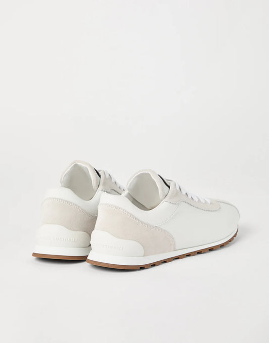Suede and calfskin runners with monili