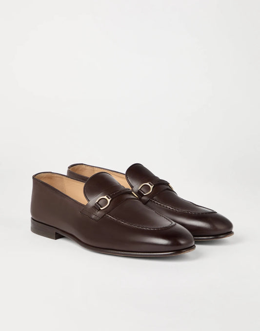 Soft waxed calfskin loafers with bit detail