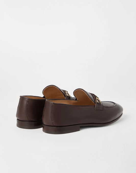Soft waxed calfskin loafers with bit detail