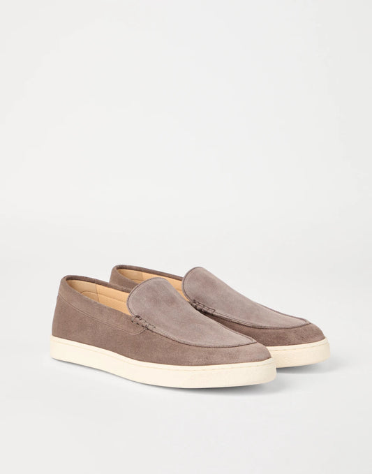 Chevron-effect suede loafers