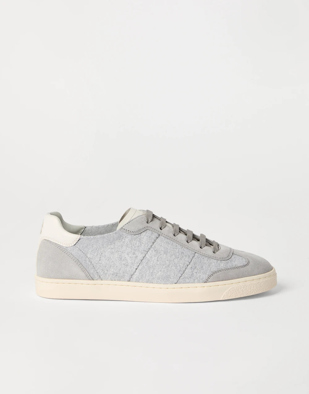Cotton knit, washed suede and soft calfskin sneakers