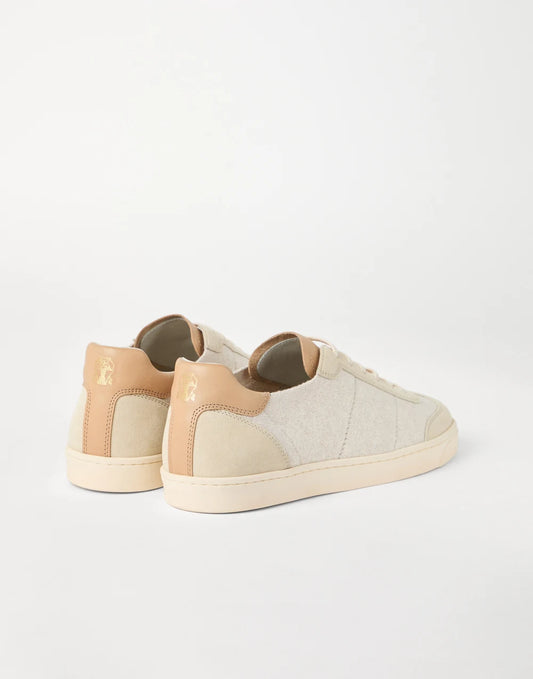 Cotton knit, washed suede and soft calfskin sneakers