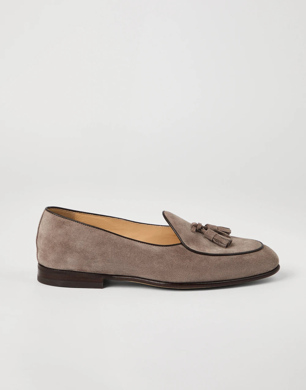 Suede Belgian loafer with tassels