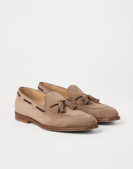 Suede loafers with tassels