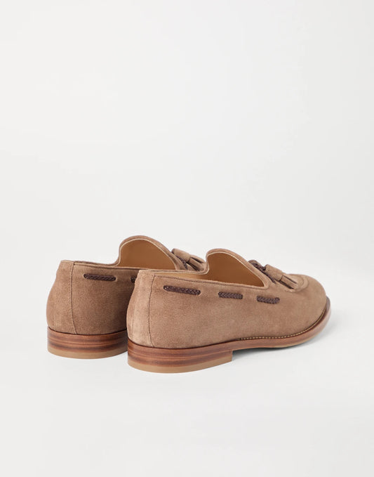 Suede loafers with tassels