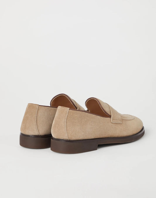 Washed suede penny loafers