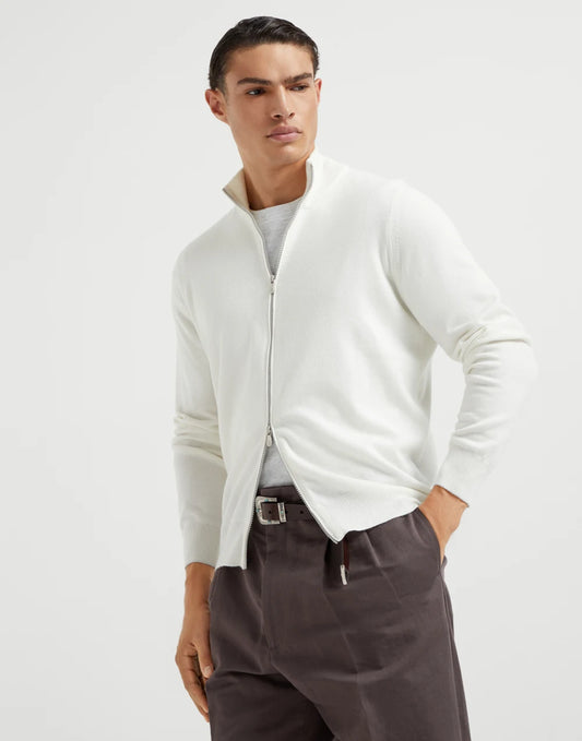 Cashmere turtleneck cardigan with zipper