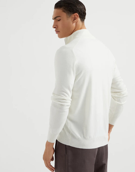 Cashmere turtleneck cardigan with zipper