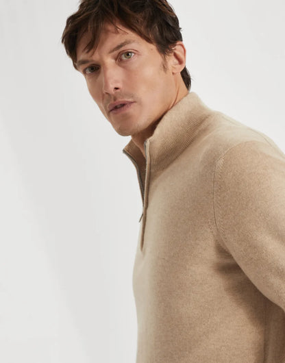 Cashmere turtleneck sweater with half zip
