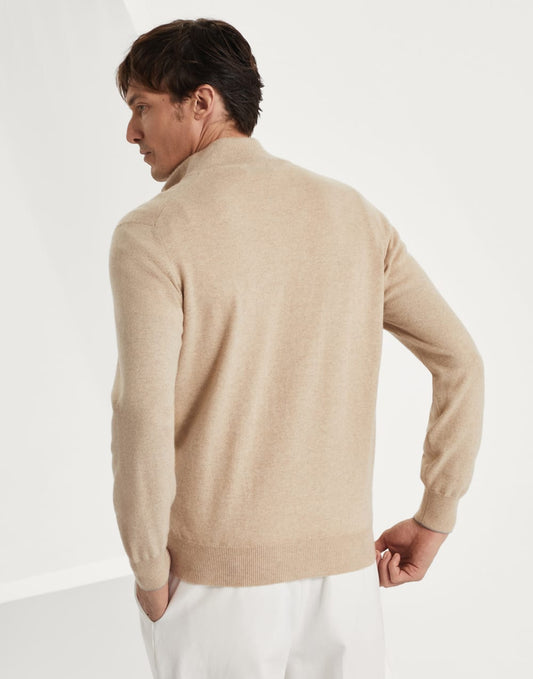 Cashmere turtleneck sweater with half zip