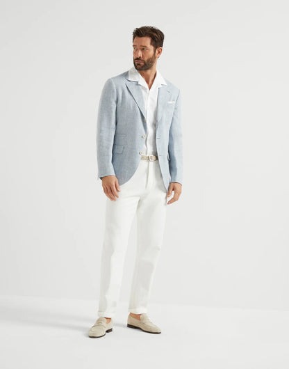 Garment-dyed iconic fit five-pocket trousers in denim