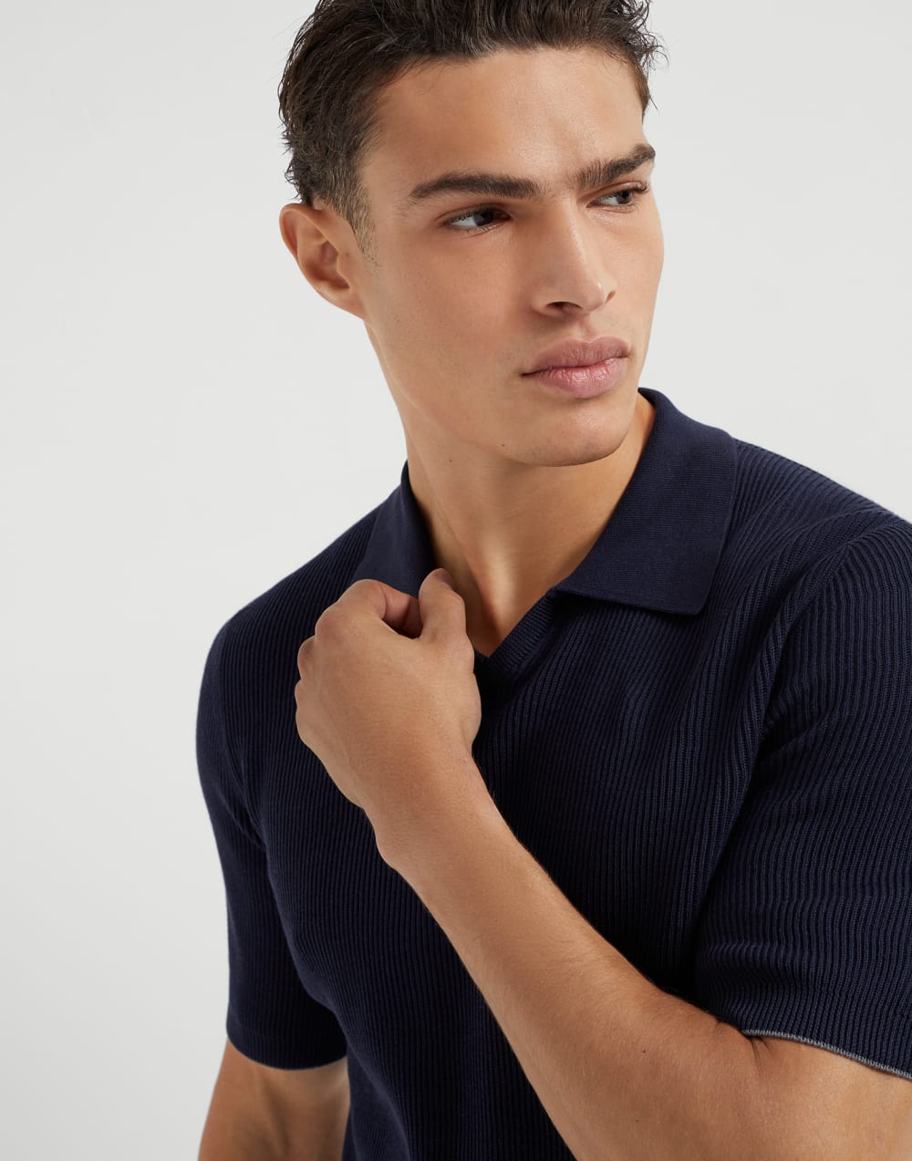 Cotton English rib knit polo