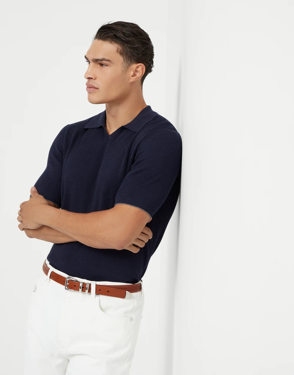 Cotton English rib knit polo
