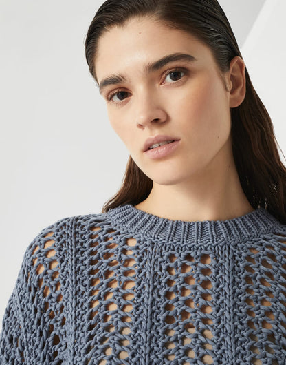 Cotton ribbed net sweater