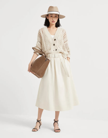 Cotton ribbed net cardigan