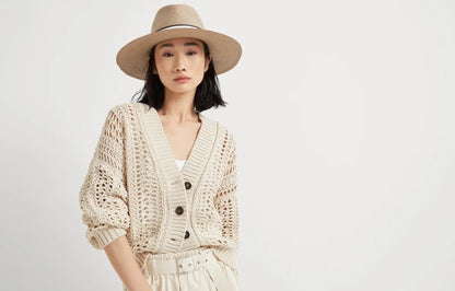 Cotton ribbed net cardigan