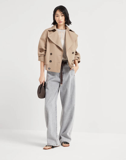 Authentic denim curved trousers