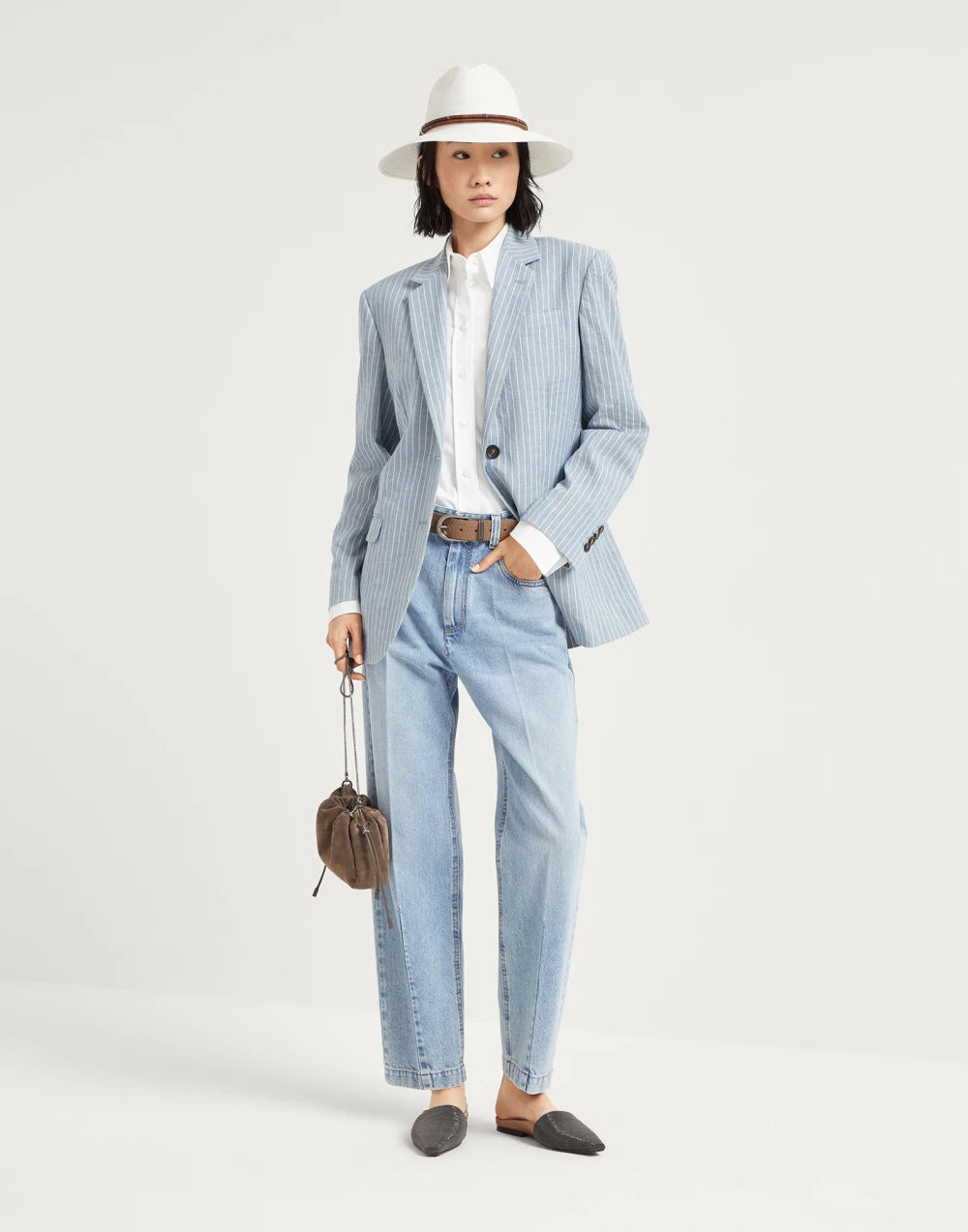 Authentic denim loose trousers