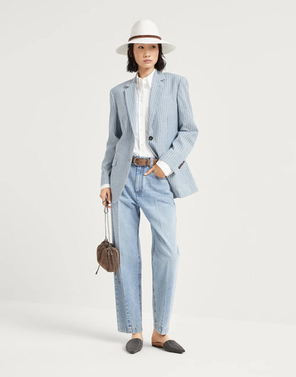 Authentic denim loose trousers